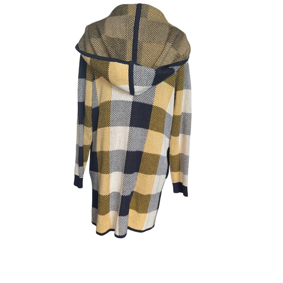 Cabi Sz S Hooded Cardigan Checked Longline Toggle Closure Knit‎ Sweater Women - Picture 6 of 12